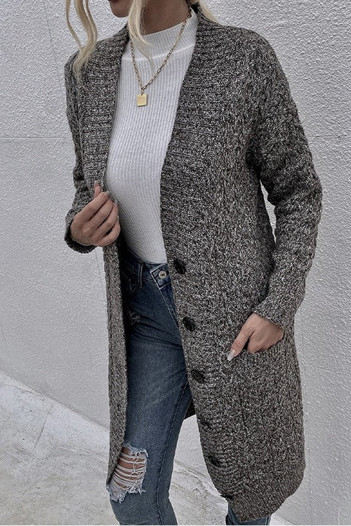 Drak Gray Dual Pocket Button Front Cardigan