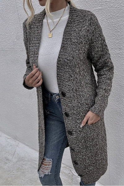 Drak Gray Dual Pocket Button Front Cardigan