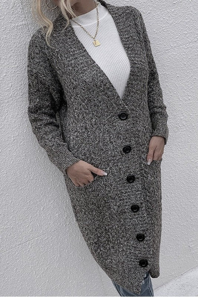 Drak Gray Dual Pocket Button Front Cardigan