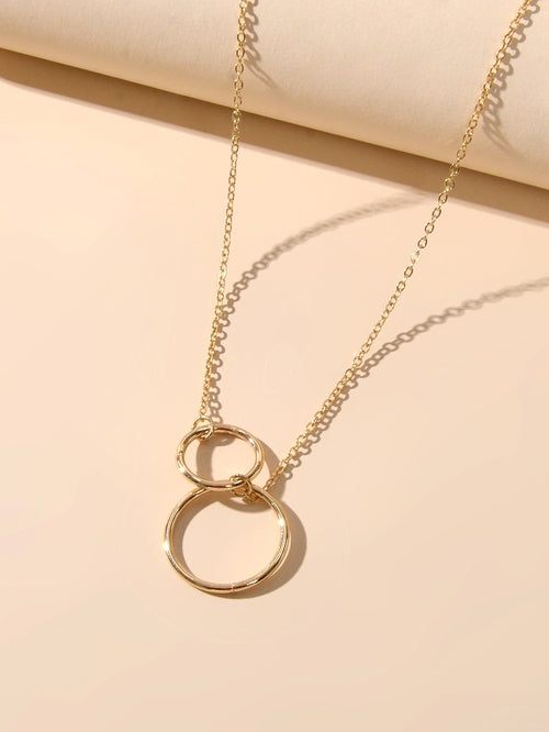 Minimalist Women Accessories Gold Silver Chain Circle Pendant Necklace