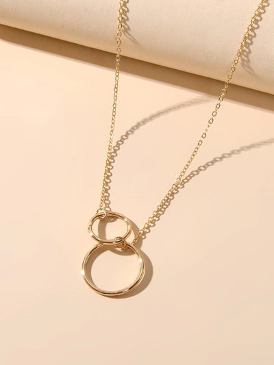 Minimalist Women Accessories Gold Silver Chain Circle Pendant Necklace
