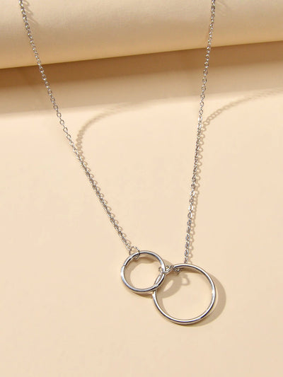 Minimalist Women Accessories Gold Silver Chain Circle Pendant Necklace