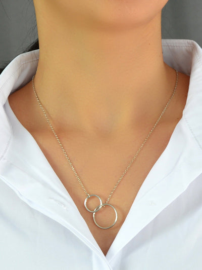 Minimalist Women Accessories Gold Silver Chain Circle Pendant Necklace