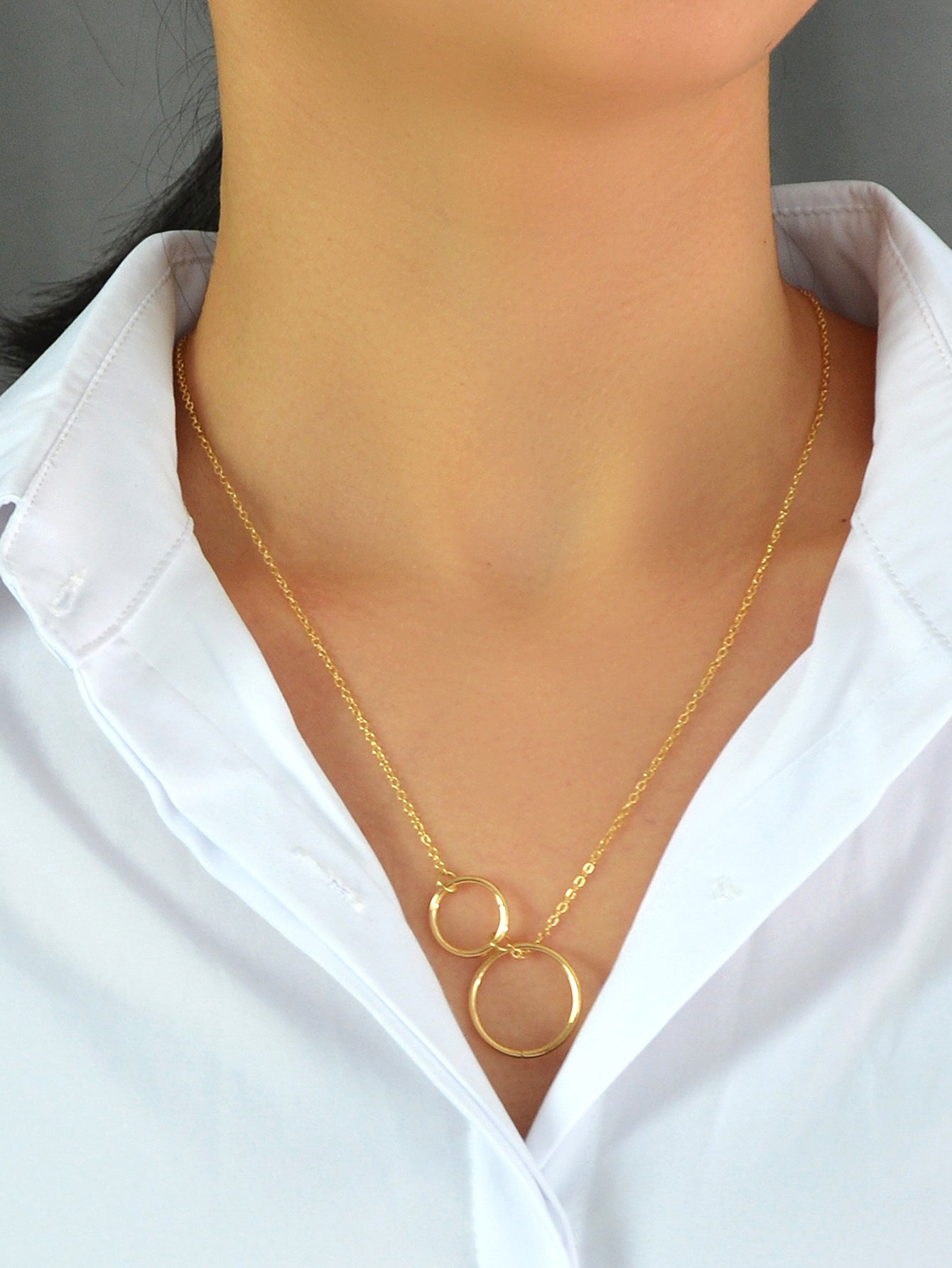 Minimalist Women Accessories Gold Silver Chain Circle Pendant Necklace