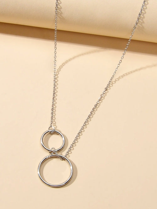 Minimalist Women Accessories Gold Silver Chain Circle Pendant Necklace