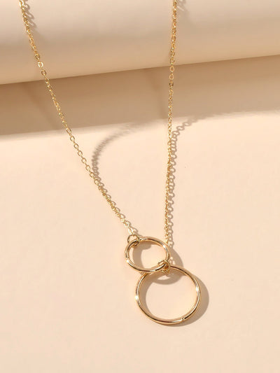 Minimalist Women Accessories Gold Silver Chain Circle Pendant Necklace