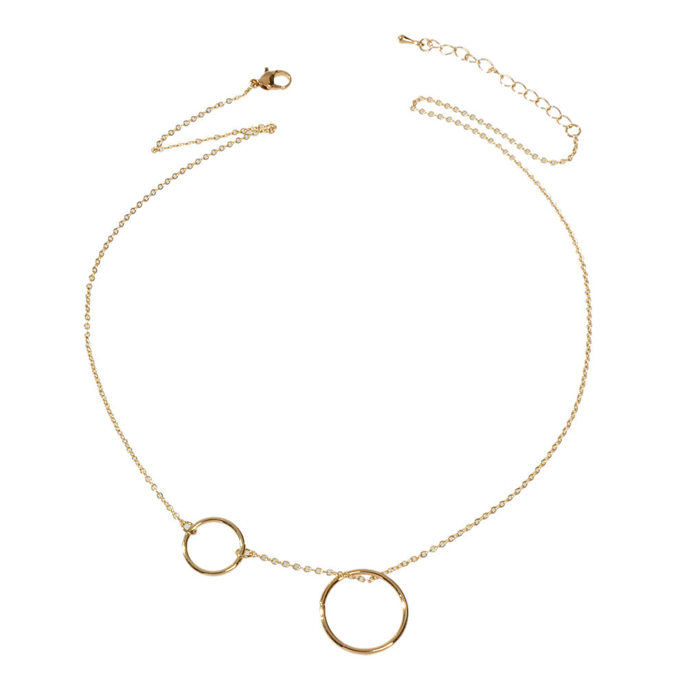 Minimalist Women Accessories Gold Silver Chain Circle Pendant Necklace