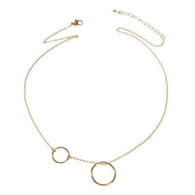 Minimalist Women Accessories Gold Silver Chain Circle Pendant Necklace